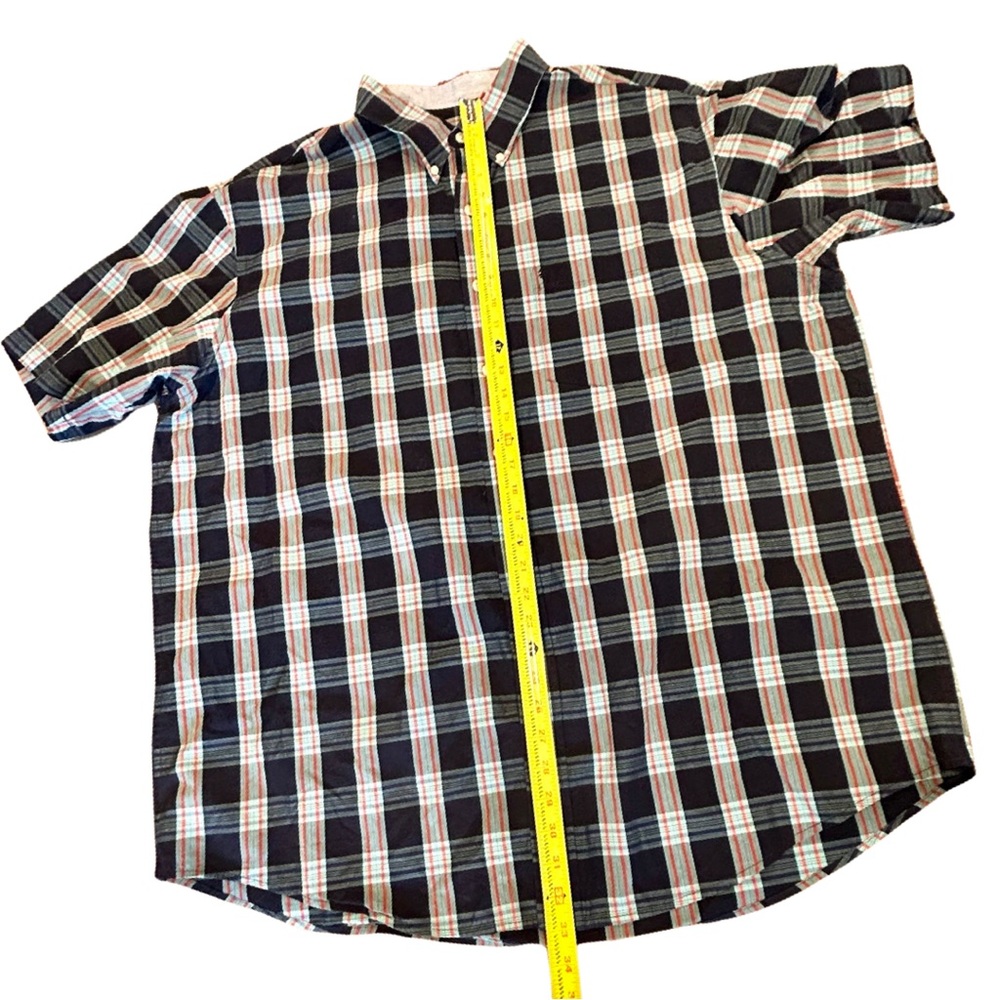Izod Button Down Shirt 100% Cotton Long‎ Sleeve Blue/Green Check Plaid Mens 2XLT - Picture 9 of 10
